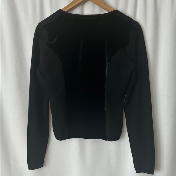 Schumacher Black Velvet Open Front Tie Sweater Cardigan Top **Size L** 🌺🌺 - Picture 2 of 5